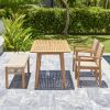 Mauricio 4-Piece Acacia Wood Dining Set with Stacking Chair