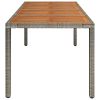 Patio Table with Wooden Top Gray 74.8"x35.4"x29.5" Poly Rattan