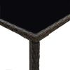 Patio Bar Table Brown 27.6"x27.6"x43.3" Poly Rattan and Glass