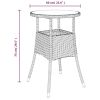 Patio Table Ø23.6"x29.5" Tempered Glass and Poly Rattan Beige