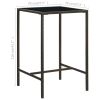 Patio Bar Table Brown 27.6"x27.6"x43.3" Poly Rattan and Glass