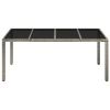 Patio Table with Glass Top Gray 74.8"x35.4"x29.5" Poly Rattan