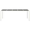 Patio Table White 98.4"x39.4"x29.5" Poly Rattan and Tempered Glass