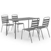 5 Piece Patio Dining Set Steel Dark Gray