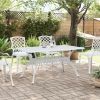 Patio Table White 59.1"x35.4"x28.3" Cast Aluminum