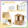 Wooden Playhouse for Kids Outdoor with Working Door, Windows, Mailbox, Bench, Flowers Pot Holder, 39" x 38" x 55.5"