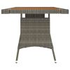 Patio Table Gray 63"x27.6"x28.3" Poly Rattan & Solid Acacia Wood