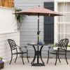 Antique Cast Aluminum Outdoor 30" With Umbrella Hole Round Patio Dining Table
