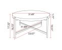 33"Modern Thread Design Round Coffee Table , MDF Table Top with Cross Legs Metal Base