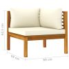 4-Seater Patio Sofa with Cream Cushion Solid Acacia Wood