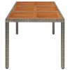 Patio Table with Wooden Top Gray 59.1"x35.4"x29.5" Poly Rattan
