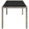 Patio Table with Glass Top Gray 59.1"x35.4"x29.5" Poly Rattan