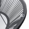 Patio Dining Table Black Ø27.6"x29.1" Rattan and Glass