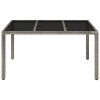 Patio Table with Glass Top Gray 59.1"x35.4"x29.5" Poly Rattan
