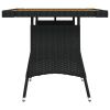 Patio Table Black 27.6"x27.6"x28.3" Poly Rattan & Solid Acacia Wood