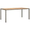 Patio Table 74.8"x35.4"x29.5" Poly Rattan and Acacia Wood Gray