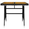 Patio Table Black 27.6"x27.6"x28.3" Poly Rattan & Solid Acacia Wood