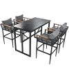 U_Style Steel Outdoor Dining Set with Acacia Wood Armrest Suitable For Patio, Balcony Or Backyard