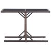 Patio Table Brown 43.3"x20.9"x28.3" Glass and Poly Rattan