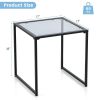 Patio Tempered Glass End Table Side Table with Metal Frame