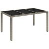 Patio Table with Glass Top Gray 59.1"x35.4"x29.5" Poly Rattan