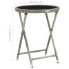 Tea Table Gray 23.6" Poly Rattan and Tempered Glass