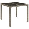 Patio Table with Glass Top Gray 35.4"x35.4"x29.5" Poly Rattan