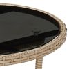Patio Table Ø23.6"x29.5" Tempered Glass and Poly Rattan Beige