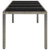 Patio Table with Glass Top Gray 74.8"x35.4"x29.5" Poly Rattan