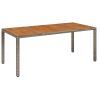 Patio Table with Wooden Top Gray 74.8"x35.4"x29.5" Poly Rattan