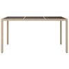 Patio Table 59.1"x35.4"x29.5" Tempered Glass and Poly Rattan Beige