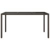 Patio Table 59.1"x35.4"x29.5" Tempered Glass and Poly Rattan Brown