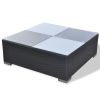 5 Piece Patio Lounge Set with Cushions Poly Rattan Black