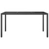 Patio Table 59.1"x35.4"x29.5" Tempered Glass and Poly Rattan Black