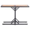 Patio Table Black Solid Acacia Wood and Poly Rattan