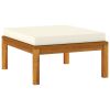 8 Piece Patio Lounge Set with Cream Cushion Solid Acacia Wood