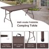 6 Feet Folding Portable Rattan Table with Carrying Handle