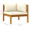 8 Piece Patio Lounge Set with Cream Cushion Solid Acacia Wood