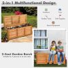 47 Gallon Acacia Wood Storage Bench Box for Patio Garden Deck