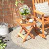 Folding Compact Side Table with Slatted Tabletop