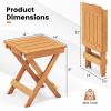 Folding Compact Side Table with Slatted Tabletop