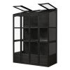 TOPMAX 78-inch Wooden Greenhouse Cold Frame with 4 Independent Skylights and 2 Folding Middle Shelves, Walk-in Outdoor Greenhouse, Black