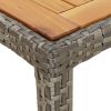 Patio Table 74.8"x35.4"x29.5" Poly Rattan and Acacia Wood Gray