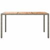 Patio Table 59.1"x35.4"x29.5" Poly Rattan and Acacia Wood Gray