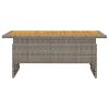 Patio Table Gray 39.4"x19.7"x16.9"/24.8" Solid Wood Acacia&Poly Rattan