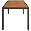 Patio Table with Wooden Top Black 74.8"x35.4"x29.5" Poly Rattan