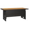 Patio Table Black 39.4"x19.7"x16.9"/24.8" Solid Wood Acacia&Poly Rattan