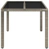 Patio Table with Glass Top Gray 35.4"x35.4"x29.5" Poly Rattan
