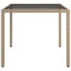 Patio Table 35.4"x35.4"x29.5" Tempered Glass and Poly Rattan Beige