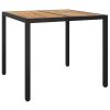 Patio Table 35.4"x35.4"x29.5" Poly Rattan and Acacia Wood Black